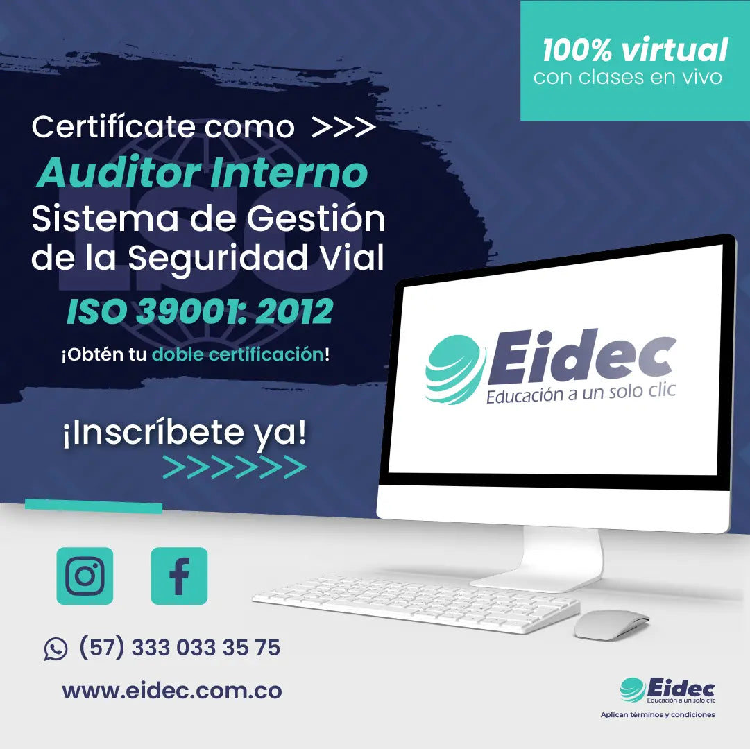 Auditor Interno Seguridad Vial ISO 39001:2012 + Diplomado en Planes estratégicos de seguridad vial PESV